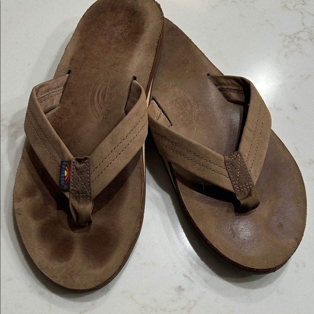 Rainbow Men's Tan Double Layer Flip-Flops